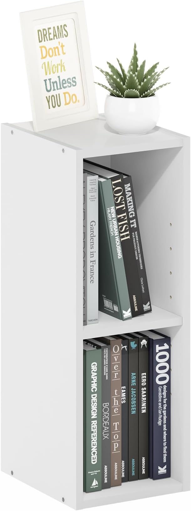 Furinno Fulda Book Shelf, 2-Tier Narrow Bookshelf, Bookcase