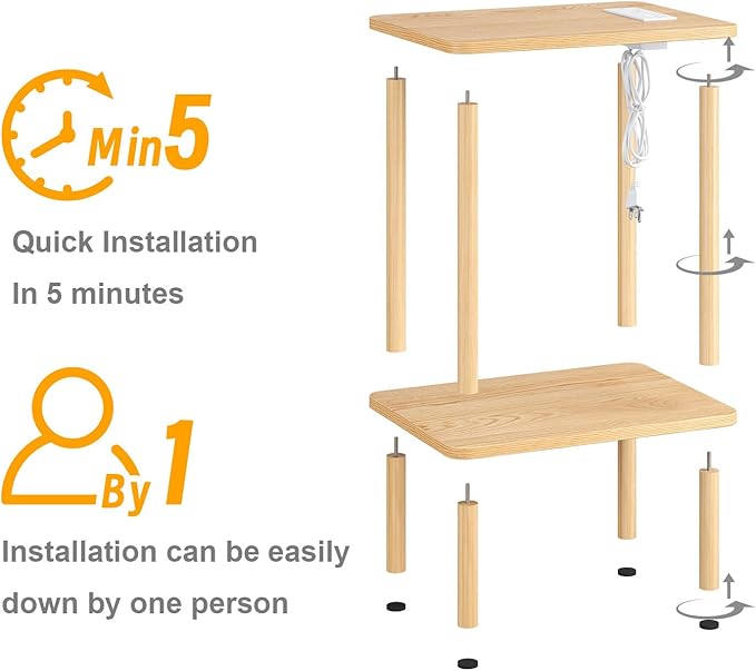 Apicizon 2 Tier End Table Set of 2, Small Side Table