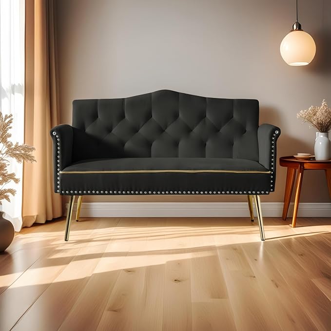 oaaktu Small Velvet Loveseat Sofa