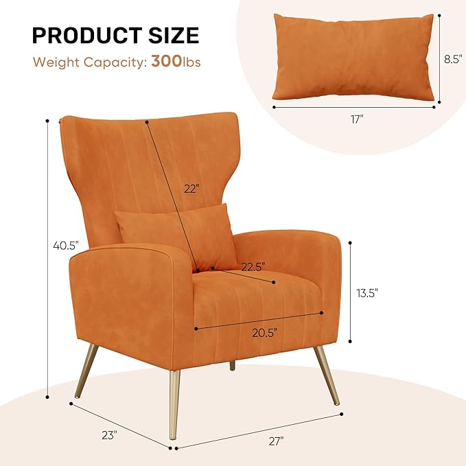 Nebuaegis Velvet Accent Chair Set of 2Wingback