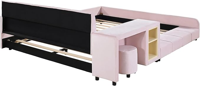 SOFTSEA Queen Upholstered Grounded Bed, Mother & Child Platform Bed