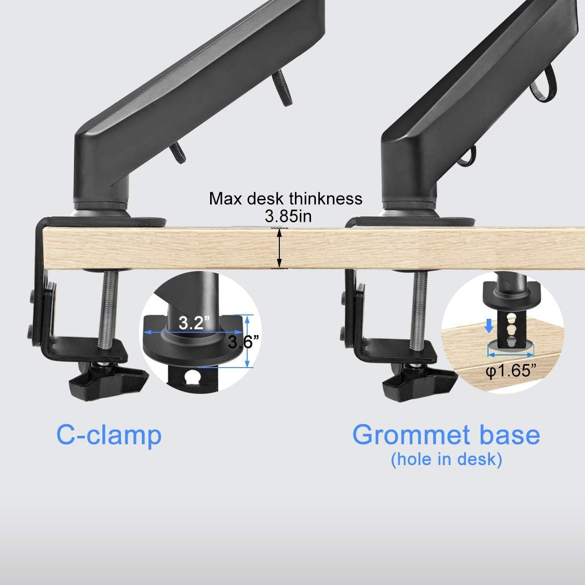 Suptek Monitor Mount Gas Spring Monitor Arm Desk Mount Fully Adjustable Fits 17 20 22 23 24 26 32 inch Monitors Weight Capacity up to 22 lbs