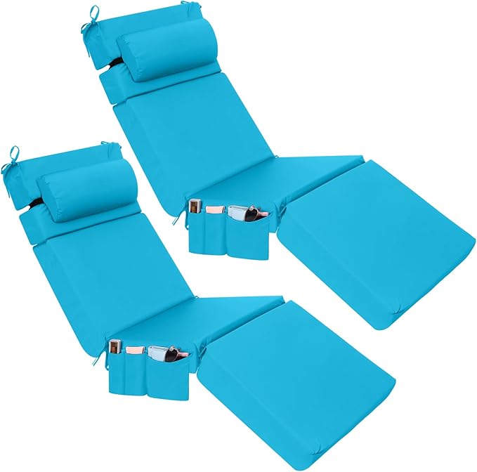 Wenqik 2 Pcs Outdoor Chaise Lounge Cushion