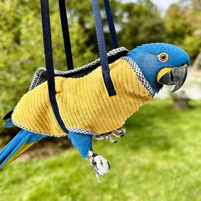 Bird Sling Carrier Bag, Parrot Restrained Vest Escape Resistant Birds Carrier Harness for Budgie, Cockatiel, Green-cheeked Conure, Soft Bird Diaper Flight Suit, for Daily Outdoor & Nail Trimming (XL)