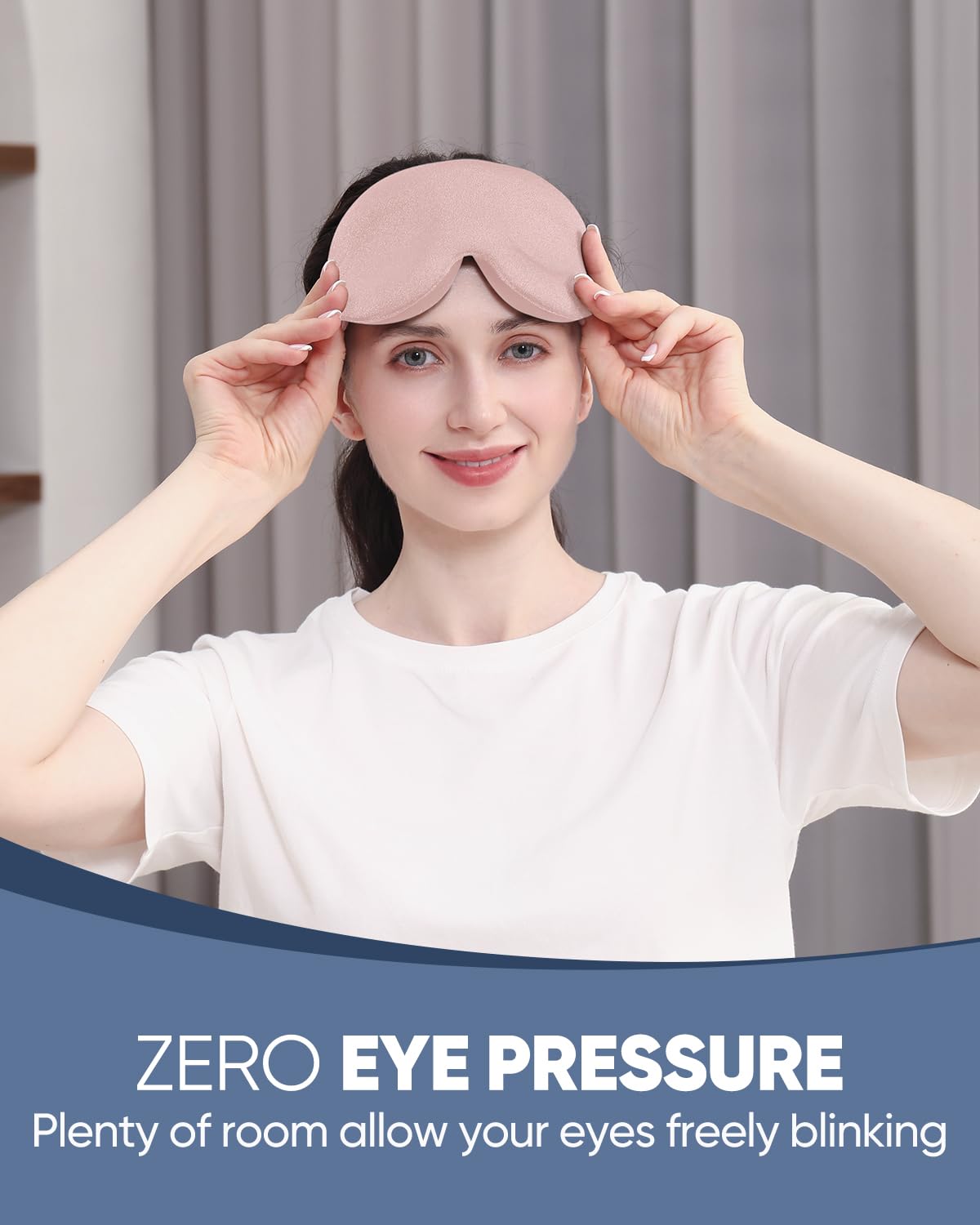 MZOO Luxury Sleep Eye Mask for Side Sleeper Men Women, Zero Eye Pressure 3D Sleeping Mask, Light Blocking Patented Design Night Blindfold, Soft Eye Shade Cover for Travel, Black