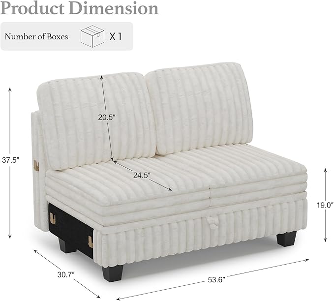 Belffin Corduroy Fabric Loveseat Module