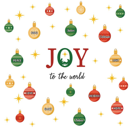 TOARTi Joy to The World Wall Decal Christmas Ball Window Cling Merry Christmas Light Ball Wall Stickers Xmas Christmas Bible Quotes Stickers Nativity Scene Decals Xmas Holiday Party Supplies
