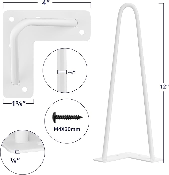 SMARTSTANDARD 12 Inch Heavy Duty Hairpin Furniture Legs, Metal Home DIY Projects