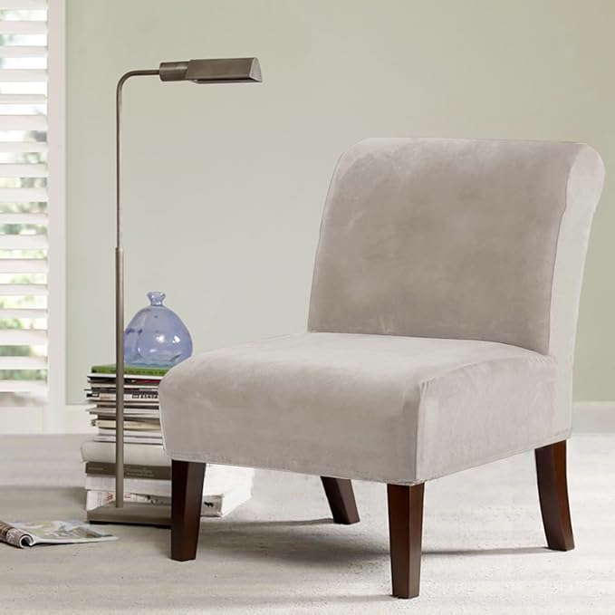 H.VERSAILTEX Armless Accent Chair Covers Thick Velvet Armless Chair Slipcovers