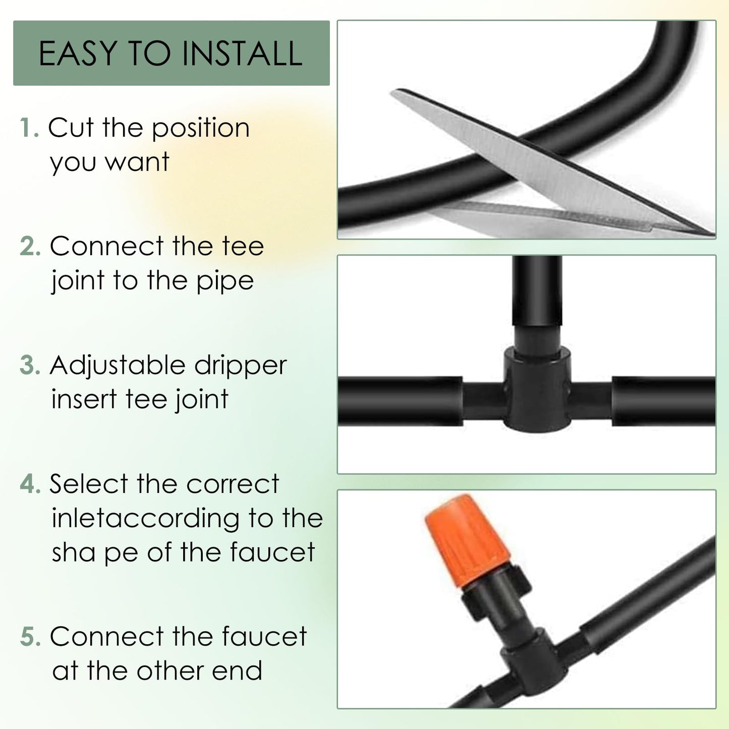 AEXHOT Garden Drip Irrigation System,Drip Irrigation Kit with 165FT/50M Drip Irrigation Hose DIY Saving Water Garden Watering System for Garden Greenhouse, Flower Bed, Patio,Lawn