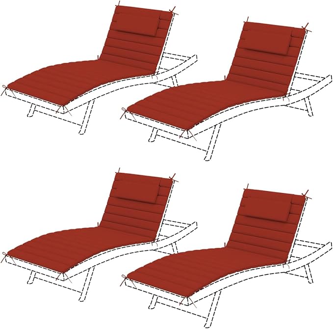 Sundale Outdoor Olefin Quilted Lounge Cushion Set of 4, Patio Foldable Chaise