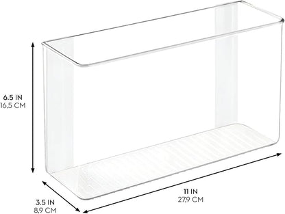 iDesign Adhesive Organizer Bin, Set of 2, Clear | Damage-Free Hanging, For Kitchen, Bathroom, or Office