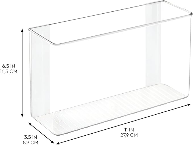 iDesign Adhesive Organizer Bin - Damage-Free Hanging for Kitchen, Bathroom, or Office - Set of 4 - Clear