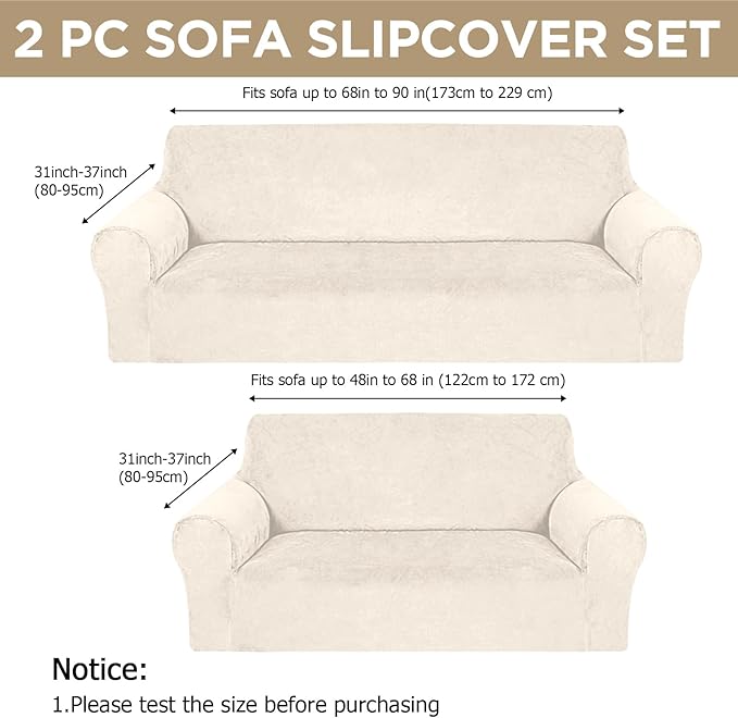 Peryiter 2 Pcs Sofa Covers Couch and Loveseat Covers Set Stretch Sofa Slipcover