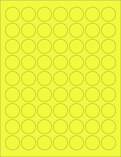 NextDayLabels - 8-1/2 x 11 Neon Color High Light Fluorescent Labels for Laser & Inkjet Printer (Yellow Fluorescent, 1" Round - 63 per Page - 6300 Labels)