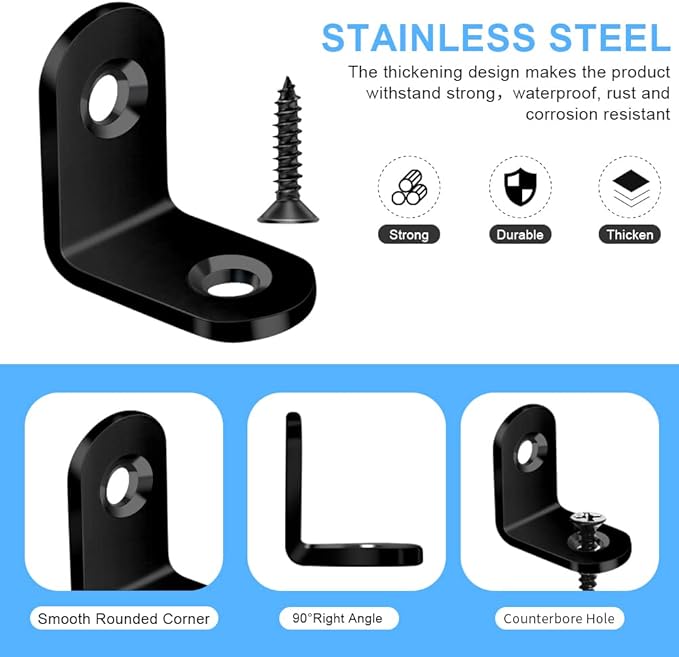 Vicuna R 40PCS L Brace, Stainless Steel Corner Brace, Metal Right Angle Bracket