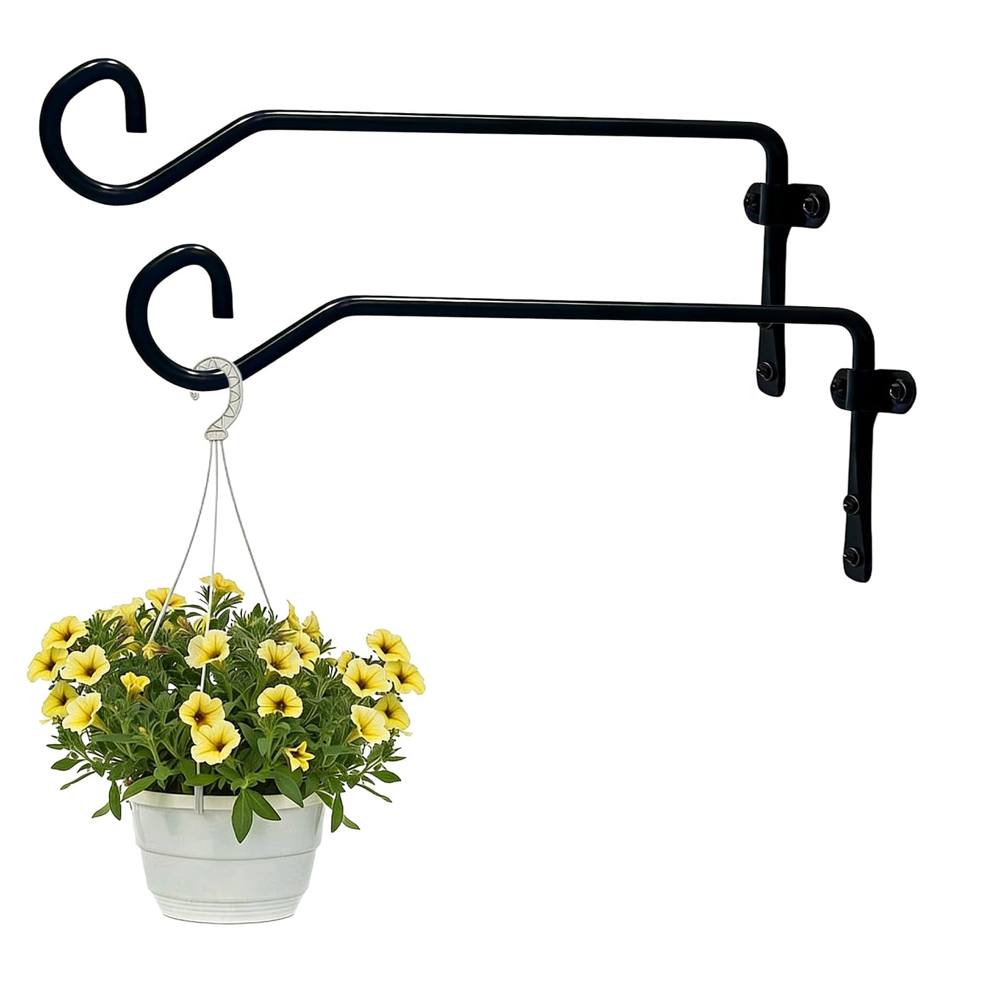 Uiyicil 2 Pack Heavy Duty Metal Plant Hanger Wall Hooks – Indoor and Outdoor, Holds Up to 40 lb, for Hanging Plants, Lanterns, Bird Feeders – 9.4IN Black