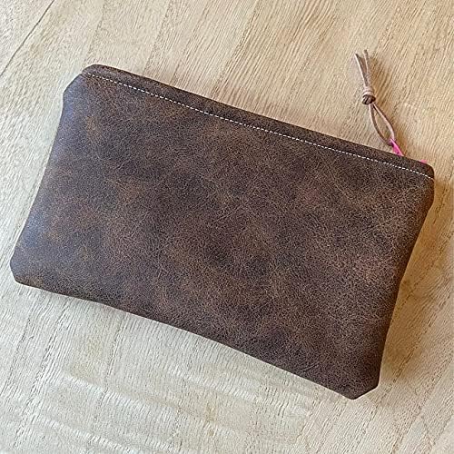 NAT Leathers | Brown Distressed 2 Tone Oily Faux Vegan Leather PU | 1 Yard 36