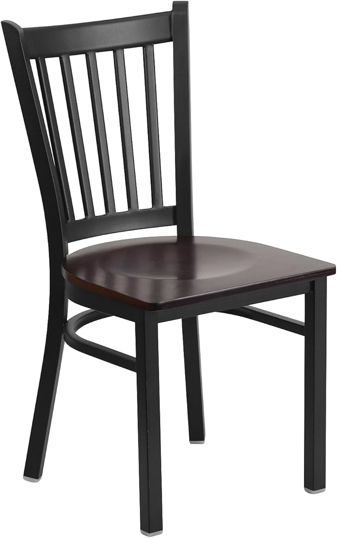 Flash Furniture 2 Pack HERCULES Series Black Vertical Back Metal Restaurant