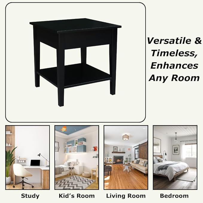 International Concepts Spencer Black Wood End Table