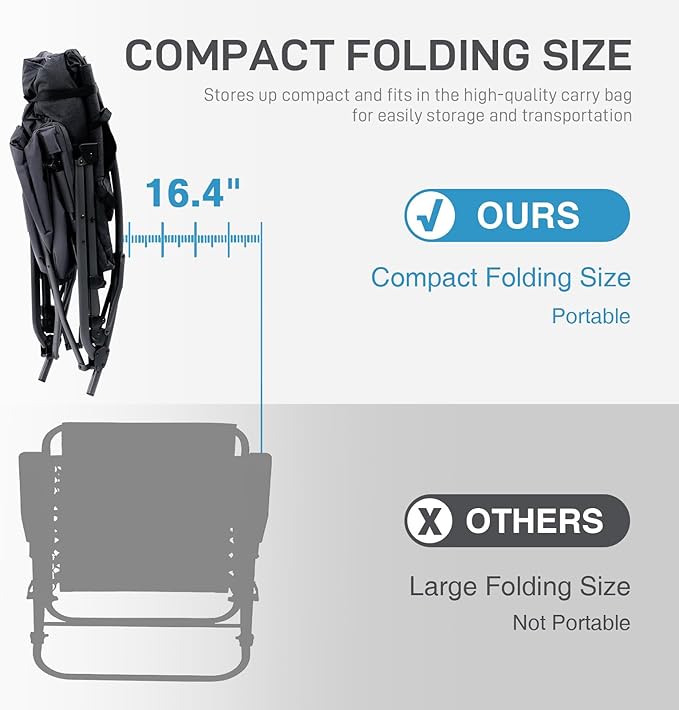 EVER ADVANCED Oversized Folding Rocking Camping Chair, Padded Portable Rocker