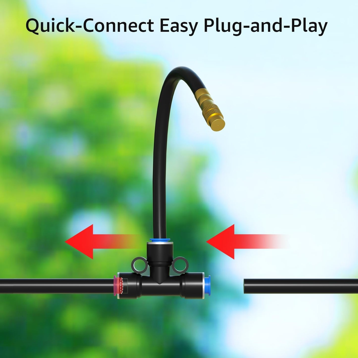 Bluepro Drip Irrigation System 200FT 1/4", 2026-Upgrade Garden Sprinkler Kit with 32PCS 360° Adjustable Copper Nozzles, Automatic Misting Watering System for Raised Beds, Greenhouse, Lawn, Patio, Yard