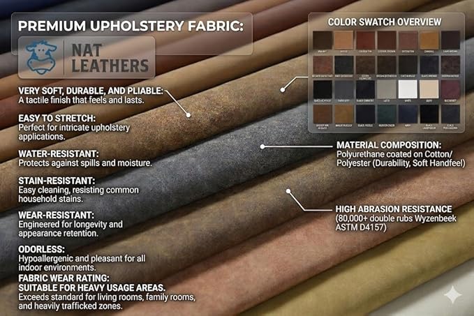 NAT Leathers | Black Soft Faux Vegan Leather PU | 5 Yard Cut by The Yard |