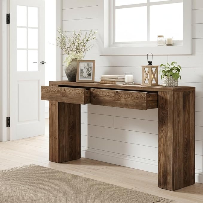LITTLE TREE Solid Wood 63 Inches Console Table