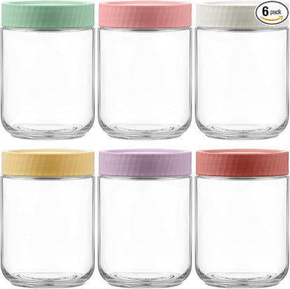 Danmu 16 oz Overnight Oats Containers with Lids,Meal Prep Containers 6 Pack,Mason Jars 16 oz with Lids for Snack,Overnight Oats,Yogurt,Parfait,Soup,Smoothies,Salad 100% Leak-proof Dishwasher Safe