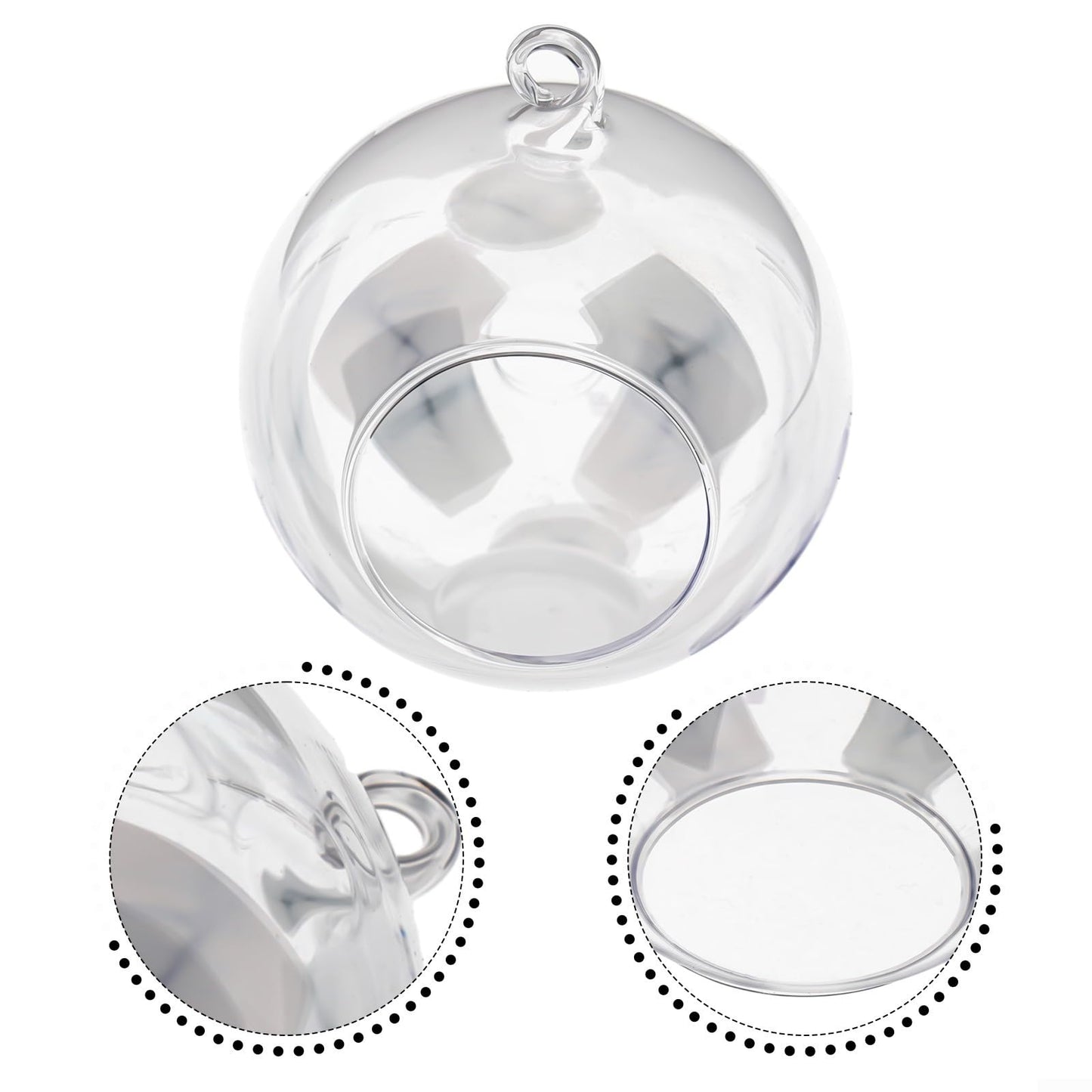 Hanging Glass Ball Vase Clear Borosilicate Terrarium Container With Open Mouth And Flat Bottom For Succulent Plants Air Flowers Home Garden Wedding Party Decoration(10cm)