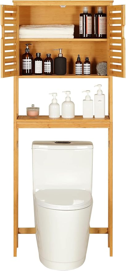 VIAGDO Over The Toilet Storage Cabinet, Tall Bathroom Cabinet Organizer