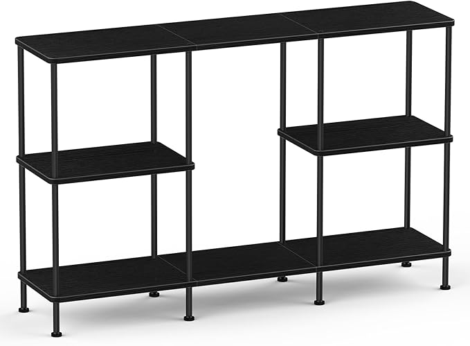 ETELI Tall Black TV Stand with Storage Small Entertainment Center