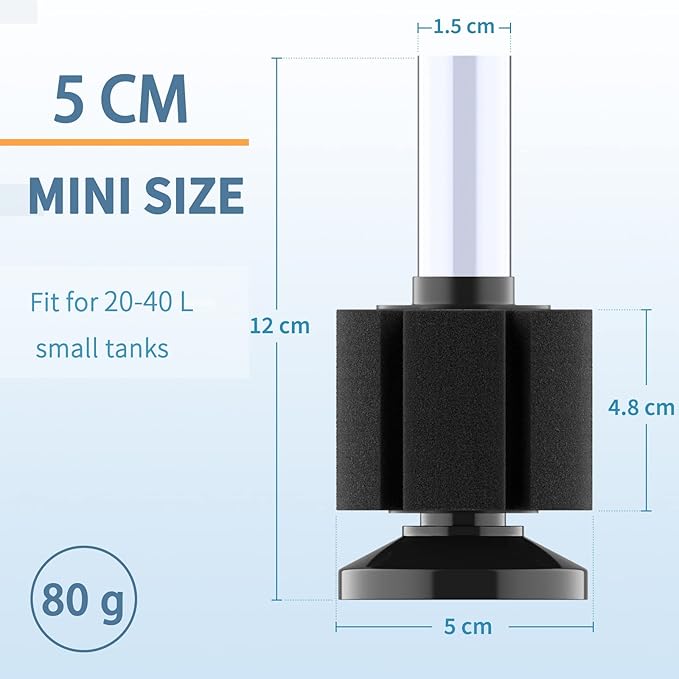 Pawfly Aquarium Nano Bio Sponge Filter Quiet Betta Fry Shrimp and Small Fish Foam Filter for Tiny Fish Tank up to 10 Gallon