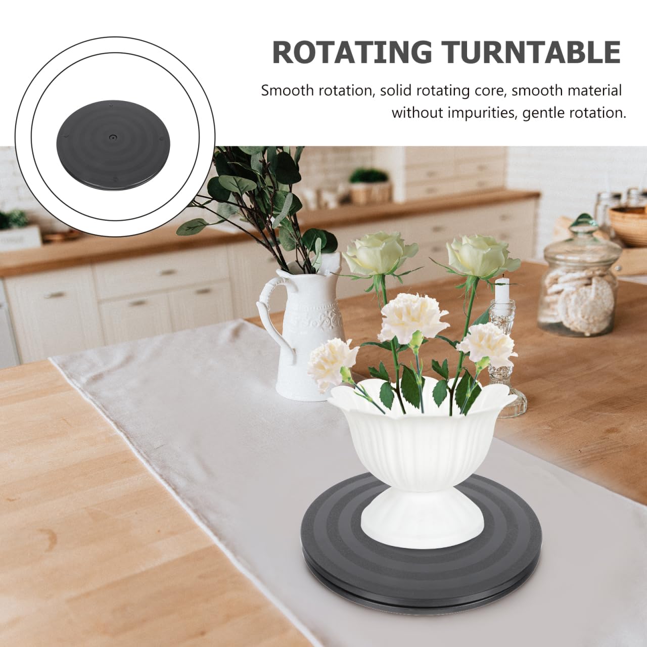 FELTECHELECTR Floral Turntable Rotating Lazy Susan Household Turntable Bracket for Flower Arrangement Smooth Swivel Plate No Installation 7.87 Inch