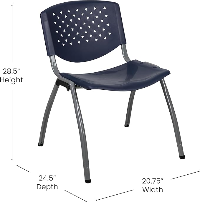 Flash Furniture HERCULES Series 880 lb. Capacity Navy Plastic Stack Chair