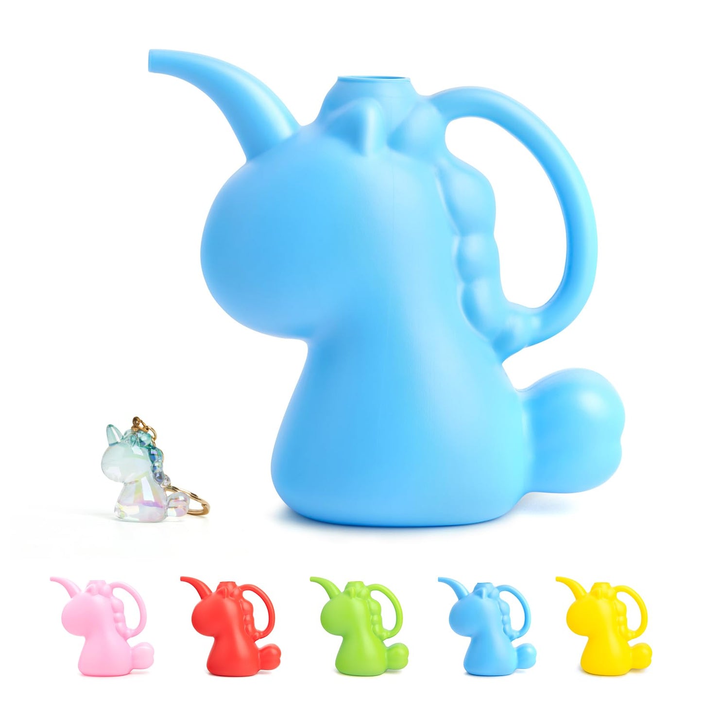 XXXFLOWER Unicorns Indoor Watering Can, 1 L Cute Animal Water Cans, Novelty Unicorns Shape Watering Pot for Office House Indoor Garden（Blue）