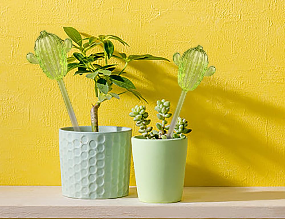 Ahhute Plant Watering Globes, Cactus Self Watering Globes, Glass Self Watering Planter Insert, Cacti Plant Watering Devices, Automatic Plant Waterer Indoor, Watering Bulbs, 2 Pack