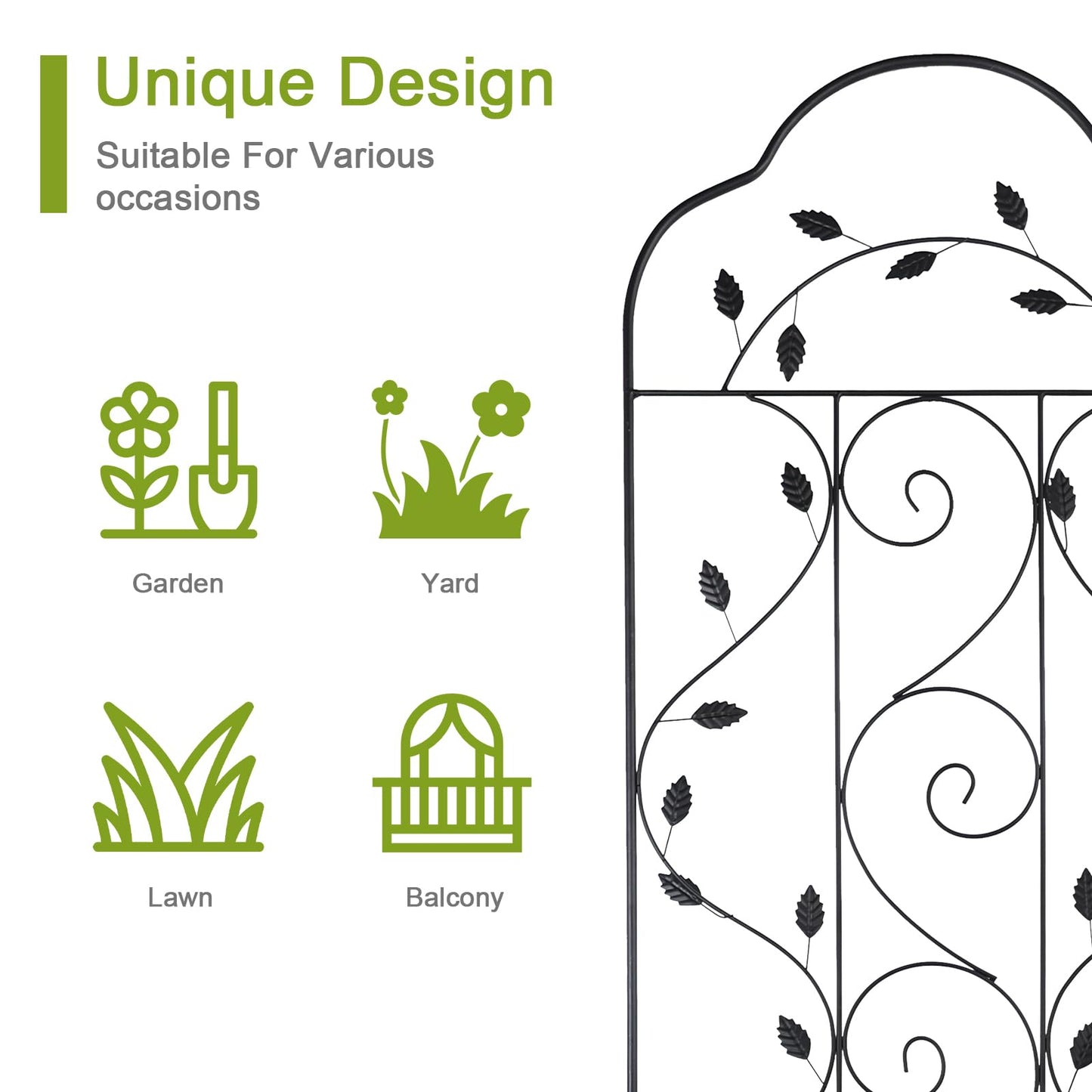 hogardeck Metal 84 * 19 Garden Trellis 2-Packs for Climbing Plants Flowers Vegetables Planting Arched Outdoor Decoration for Courtyards Lawns Gardens