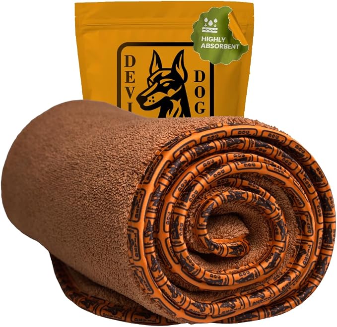 Premium Twisted Loop Drying Towels for Drying Dogs Large 24" x 35" Super Absorbent Microfiber Dog Bath Towel – Quick Dry, Soft – 1200 GSM Orange for Pets, Beach, Camping & Travel