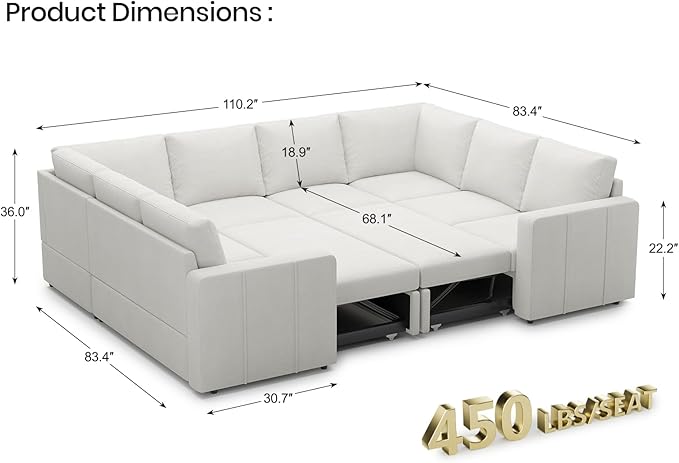 Belffin Modular Sectional Sleeper Sofa Bed