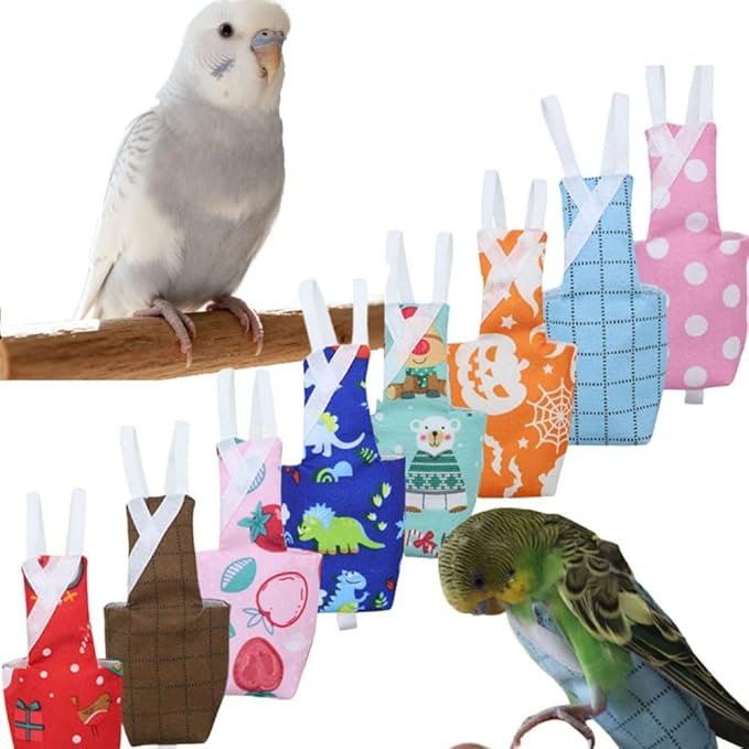 4pcs Bird Diaper Parrot Flight Suit with Waterproof Inner Layer Pigeon Pants Parrot Nappy Reusable Cockatiel Clothes Adjustable for Parakeet Mini Macaw Budgie Canary - color1 XS