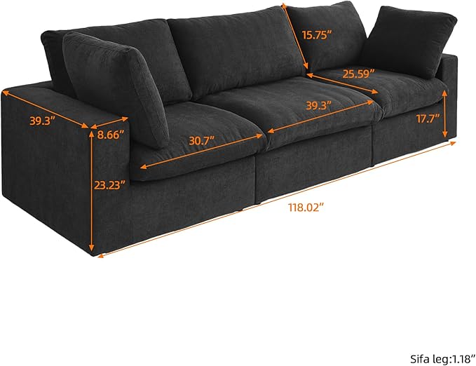 WJShome Cloud Modular Sectional Couch, 120.45" Convertible Couch