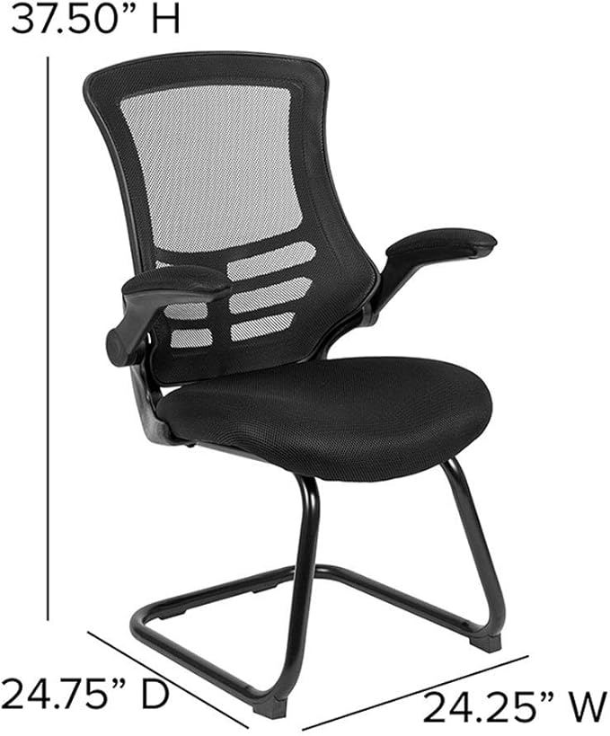 Flash Furniture Kelista Black Mesh Sled Base Side Reception Chair