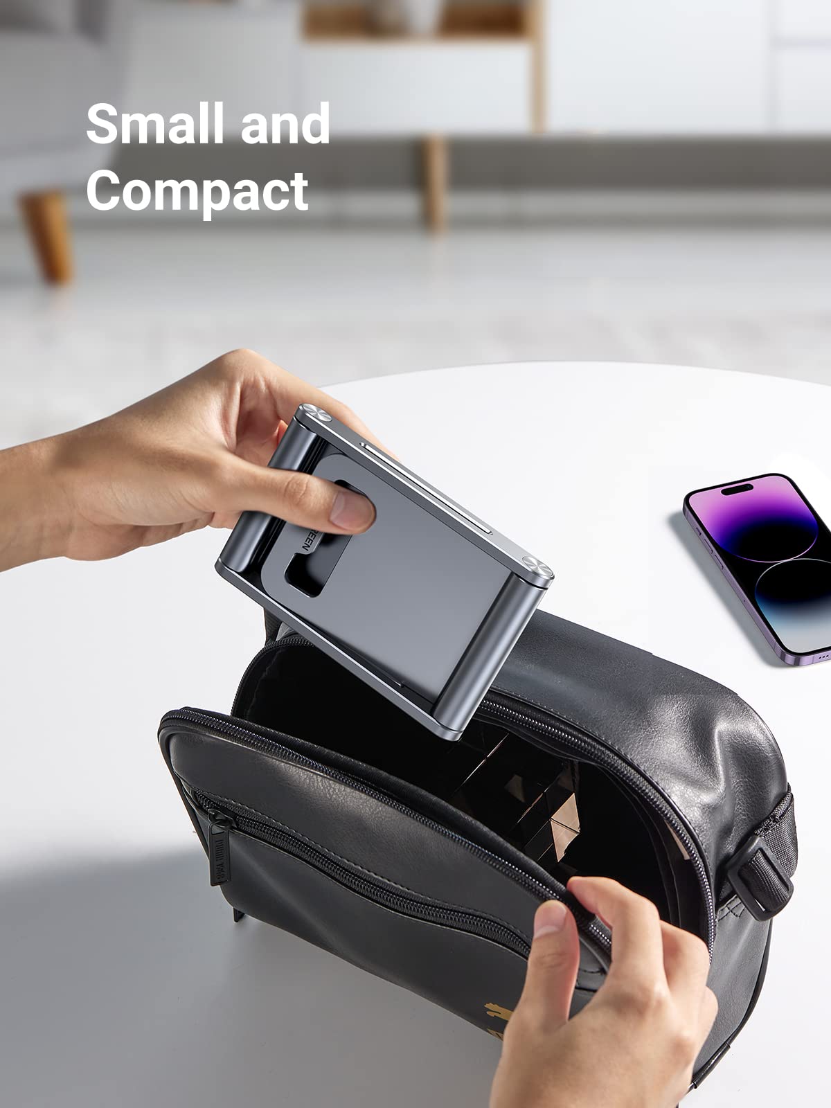 UGREEN Phone Stand for Desk Cell Phone Holder Adjustable Compatible with iPhone 17 Air/16/15/14/13 Pro Max/12 Mini/11/XS Max/XR/X/Nintendo Switch, Aluminum Metal Desktop Stand Portable, Space Grey