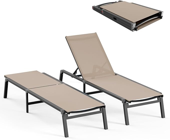 Patio Chaise Lounge Chair, Foldable Lounge Chair