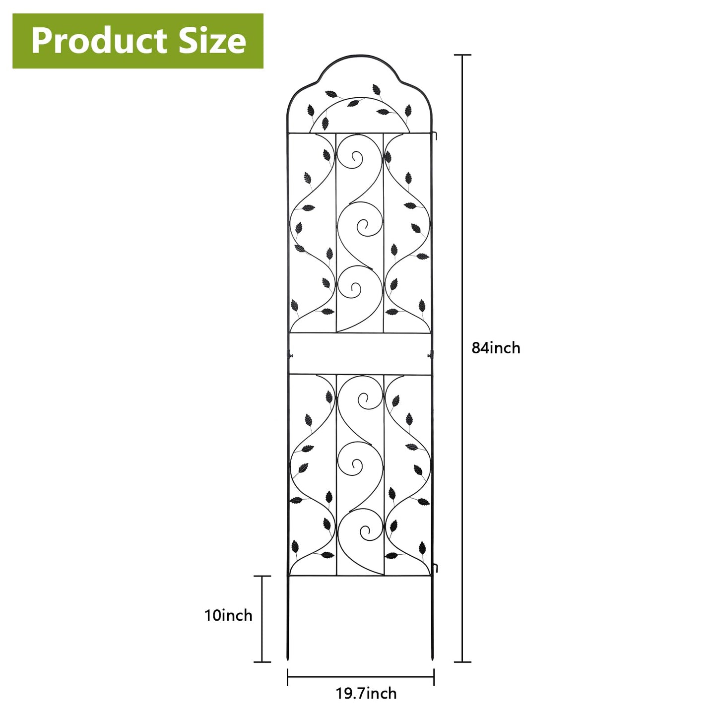 hogardeck Metal 84 * 19 Garden Trellis 2-Packs for Climbing Plants Flowers Vegetables Planting Arched Outdoor Decoration for Courtyards Lawns Gardens