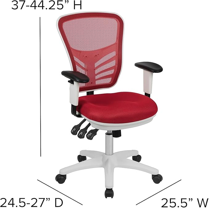 Flash Furniture Nicholas Mid-Back Red Mesh Multifunction Executive Swivel