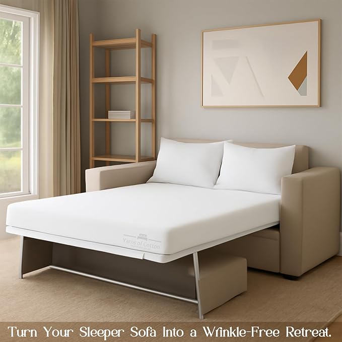 Sleeper Sofa Bed Sheet, 100% Cotton 400 Thread Count, 4 Piece Set, Deep Pocket