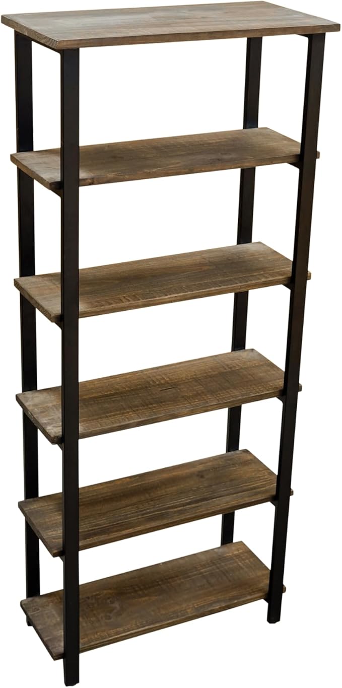Alaterre Furniture Pomona Living Room 6-Tier Solid Wood Bookcase