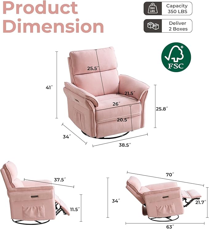 Oversized Power Recliner Chair Swivel Glider